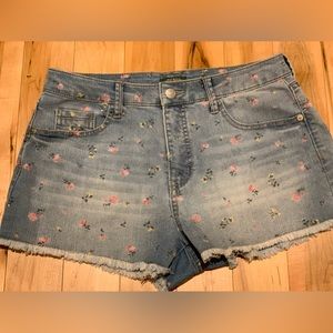Floral Jeans Short Shorts